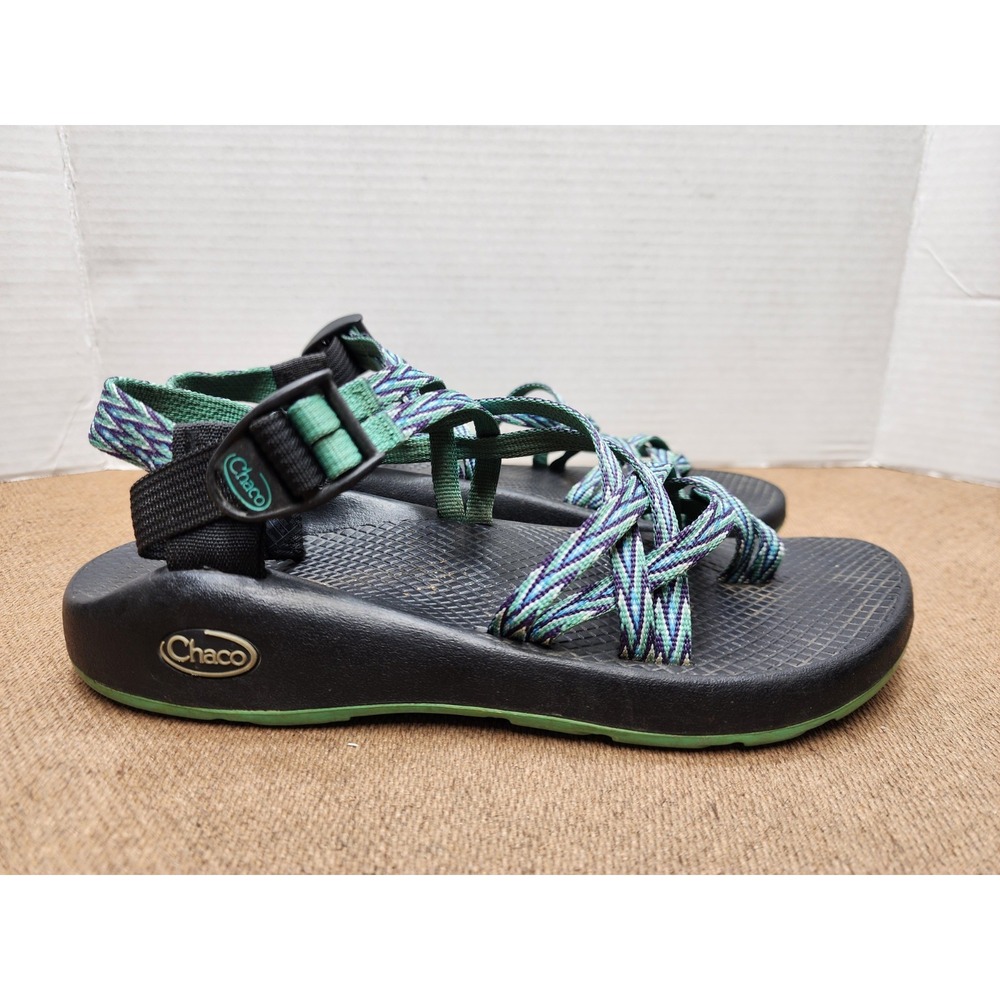 Chaco Hiking Sandals Womens 8 Zx2 Green Hook & Loop Casual Strappy Logo